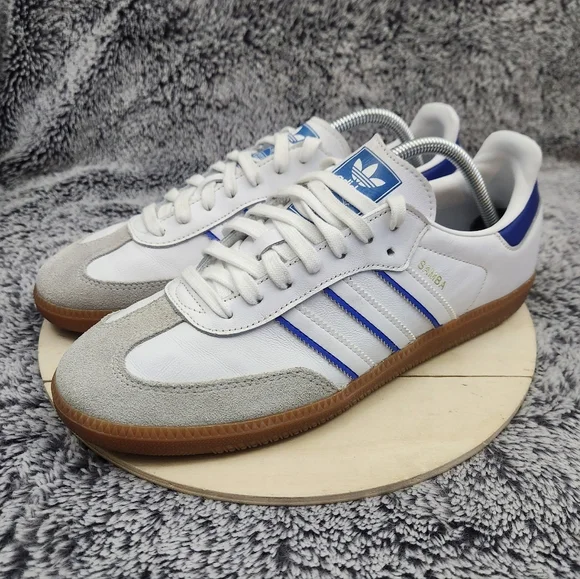 Adidas Samba Flat White Lucid Blue Shoes Men's Size 9.5 - Picture 4 of 9